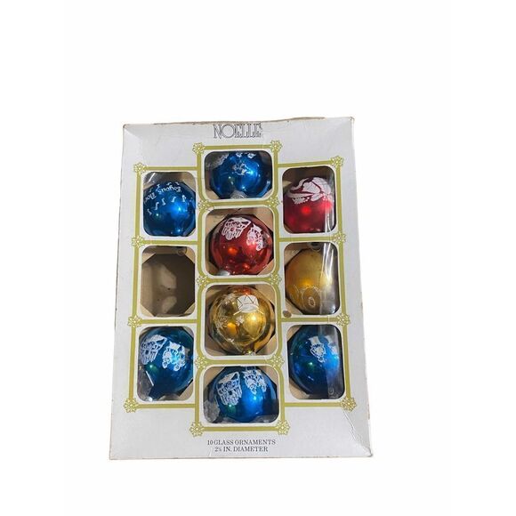 𝅺VINTAGE Noelle glass Christmas ornaments set of 8 - Picture 1 of 9